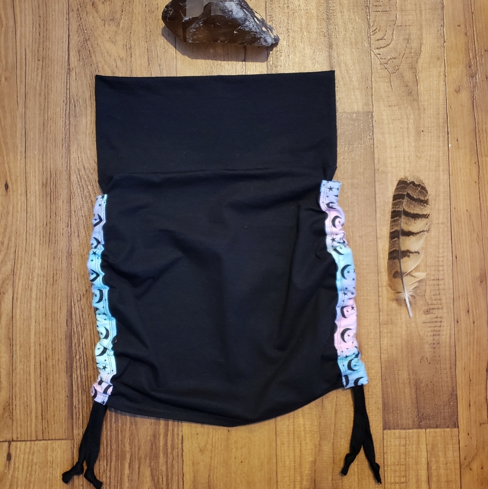 Organic hemp witchy Moon and Star side tie skirt